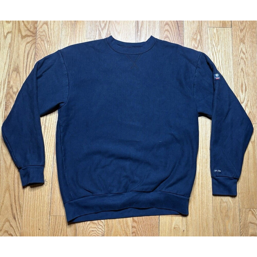 Tyndale FR Sweatshirt Mens Large Navy Blue Flame Resistant Arc Rated Work USA